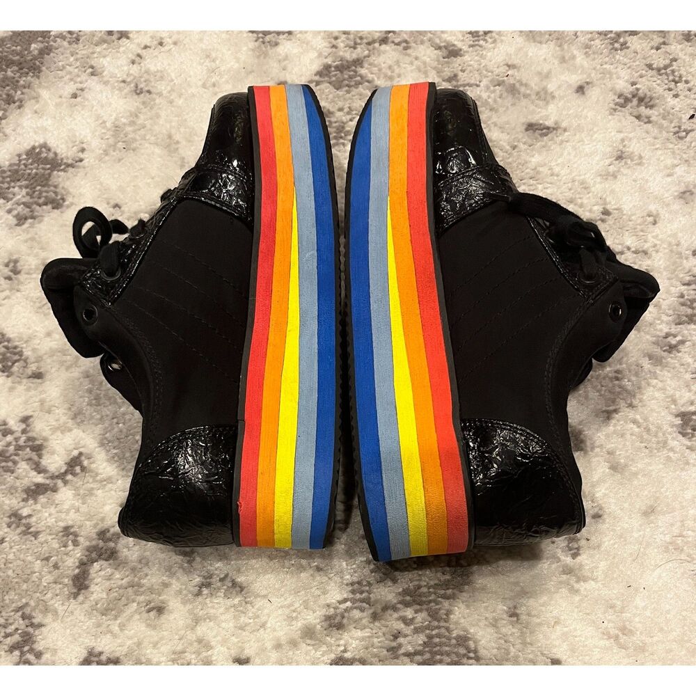 Y2K Rocket Dog Reagle Dash Rainbow Chunky Platform Sneakers Black Sz 7